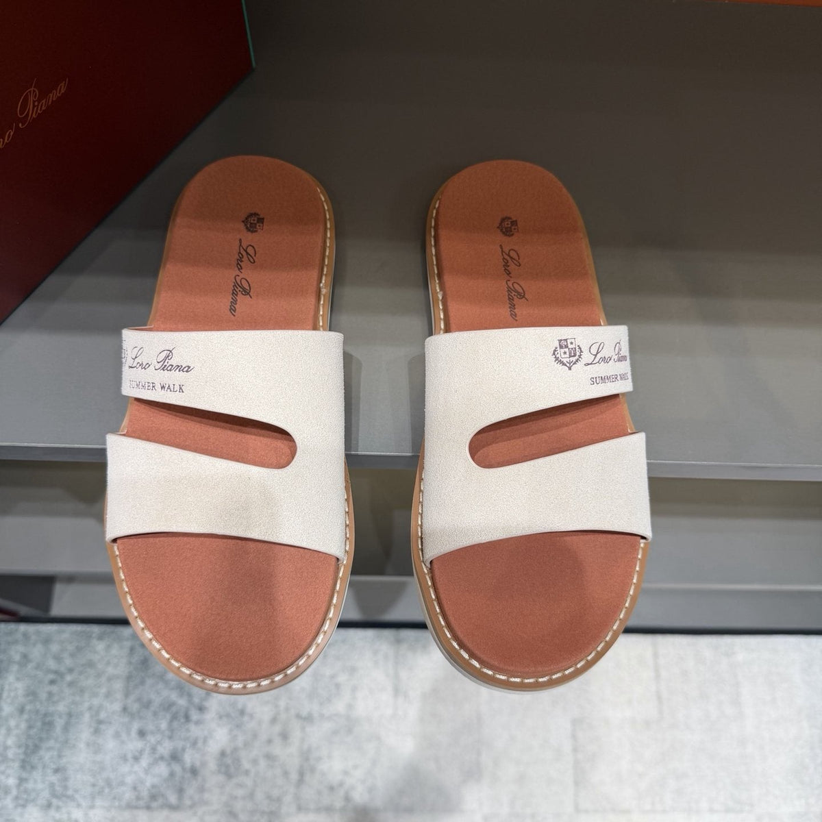 Loro Piana Summer Walk Slotted Slide Sandals — front