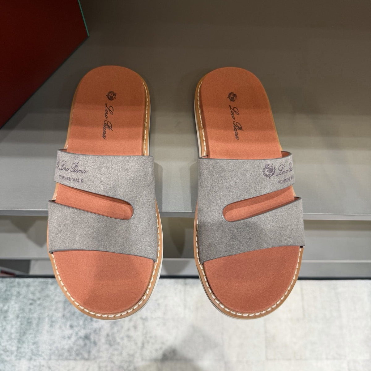 Loro Piana Summer Walk Slotted Slide Sandals — front