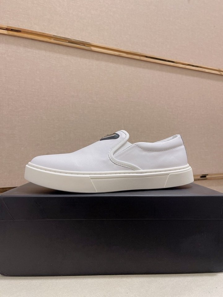 Prada Triangle-Patch Slip-On Shoes — front