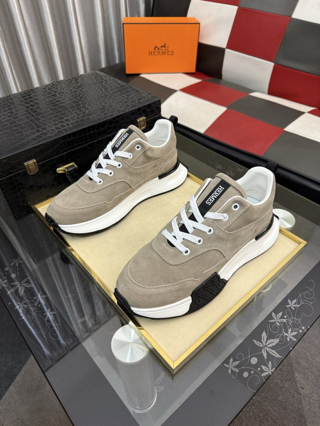Hermès Layered Low-Top Sneakers — front