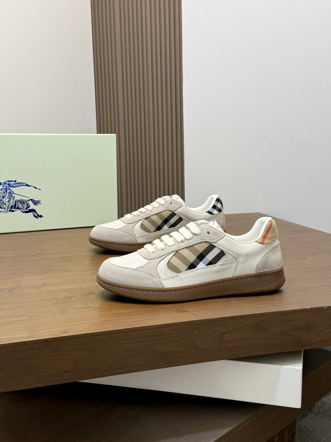 Burberry Check-Panel Low-Top Sneakers — front