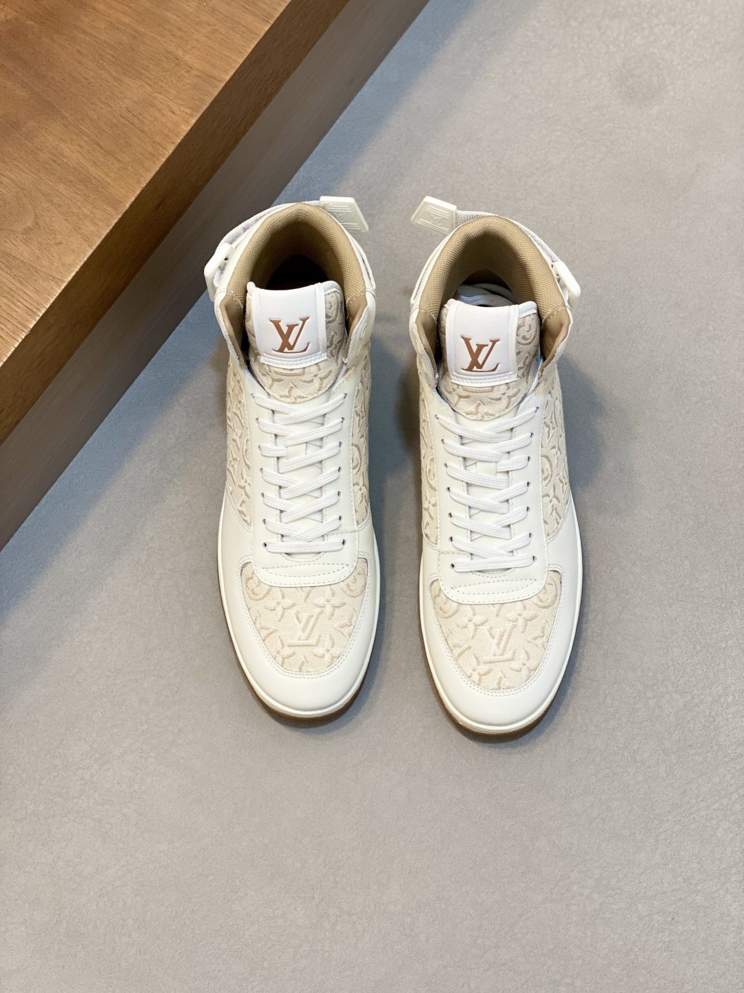 Louis Vuitton Rivoli Patterned High-Top Sneakers — front