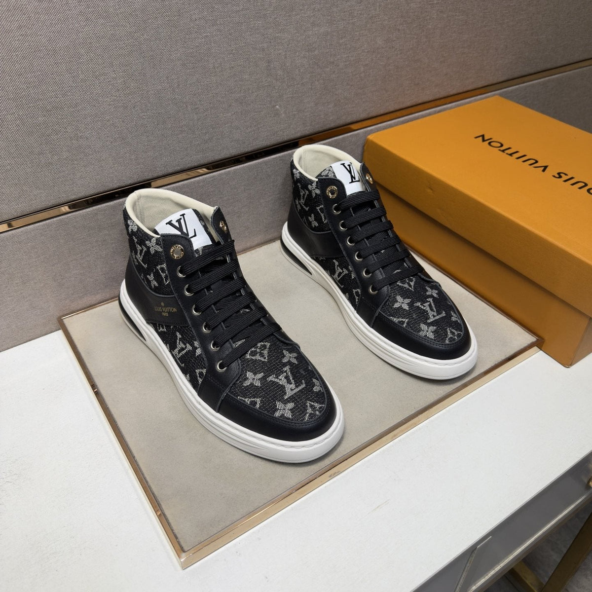 Louis Vuitton Patterned High-Top Sneakers — front