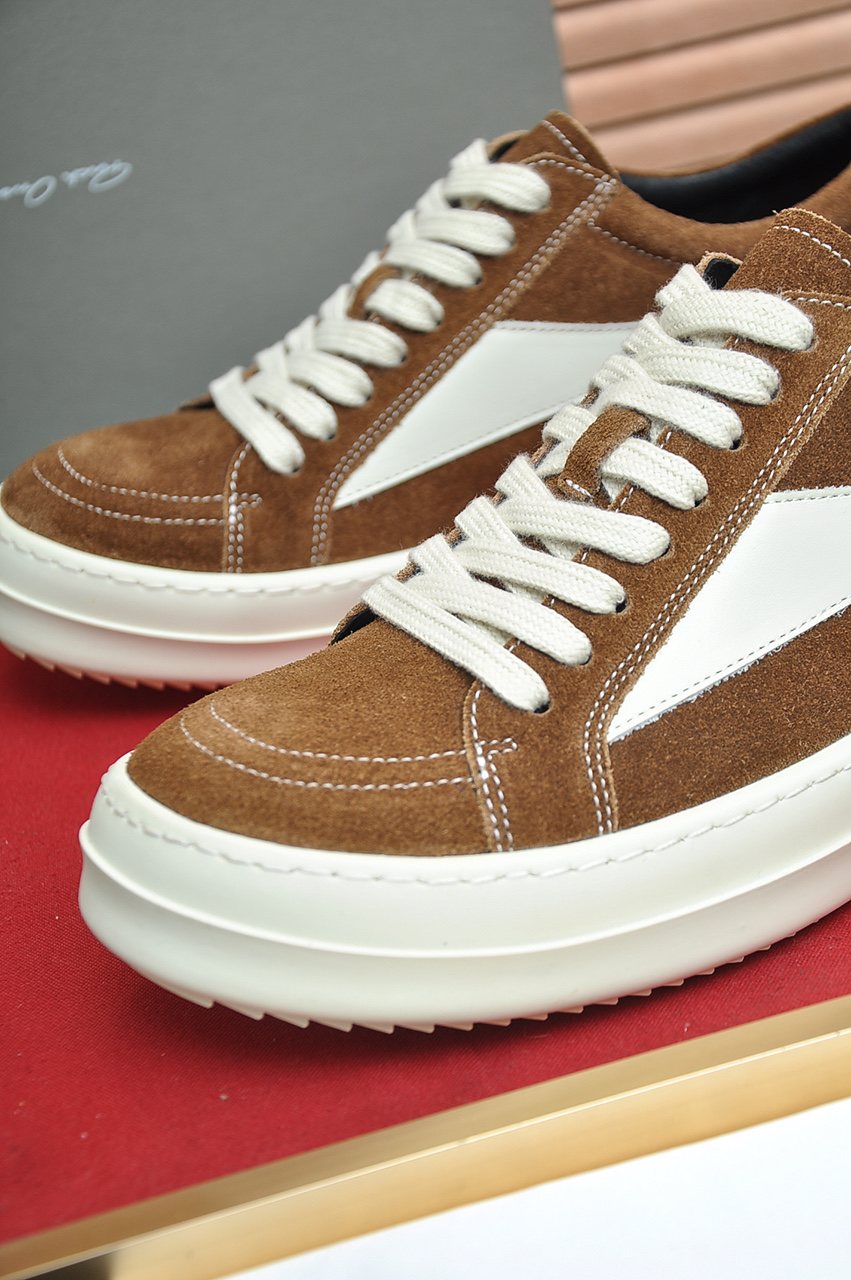 Rick Owens Contrast-Panel Platform Sneakers — detail