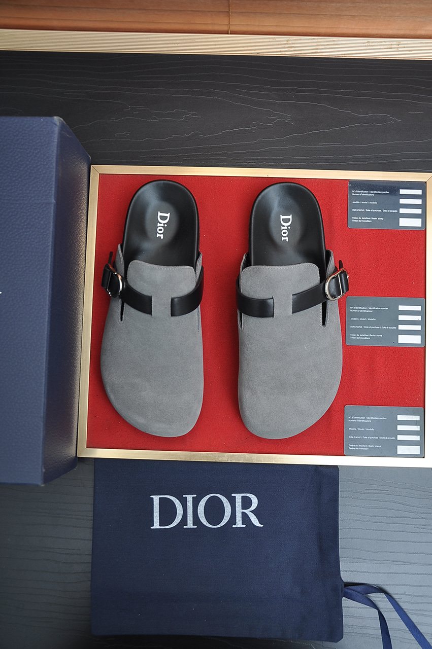 Dior Buckled Closed-Toe Mules — front