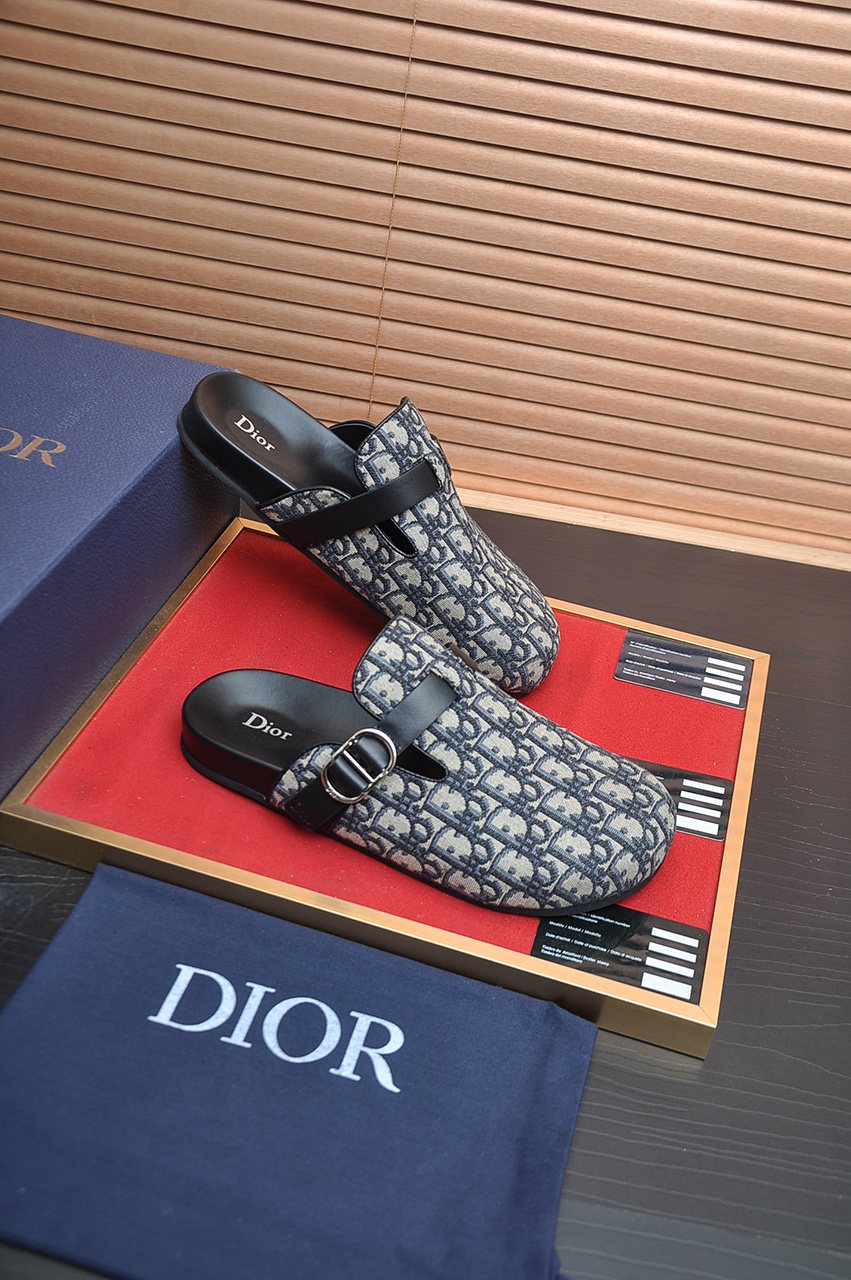 Dior Buckled Closed-Toe Mules — front