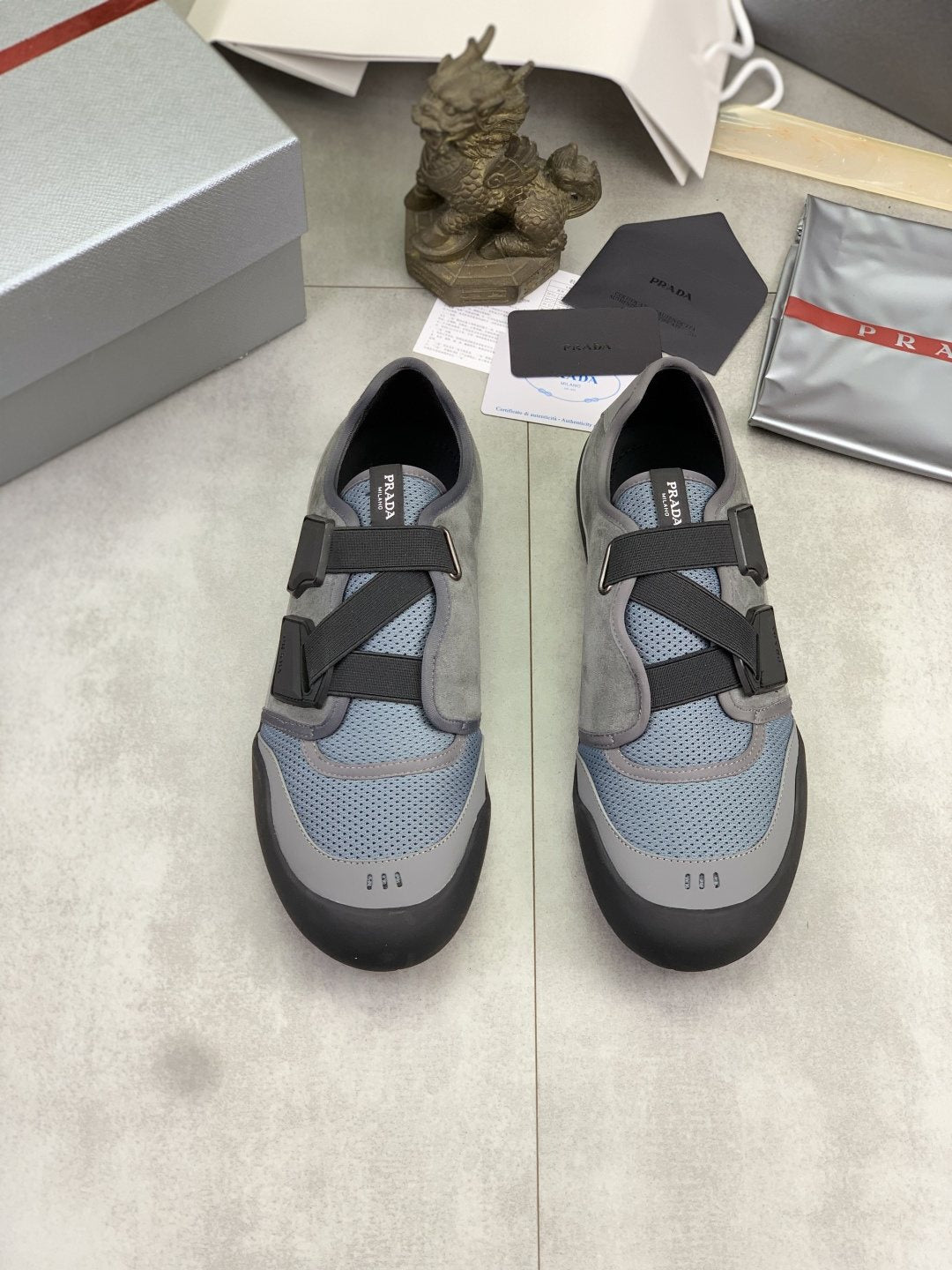 Prada Cross-Strap Low-Top Sneakers — front