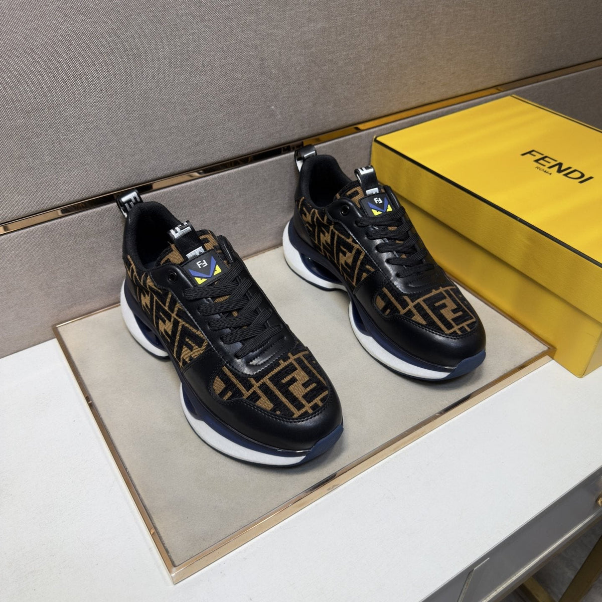 Fendi Men's Patterned Panel Sneakers — front