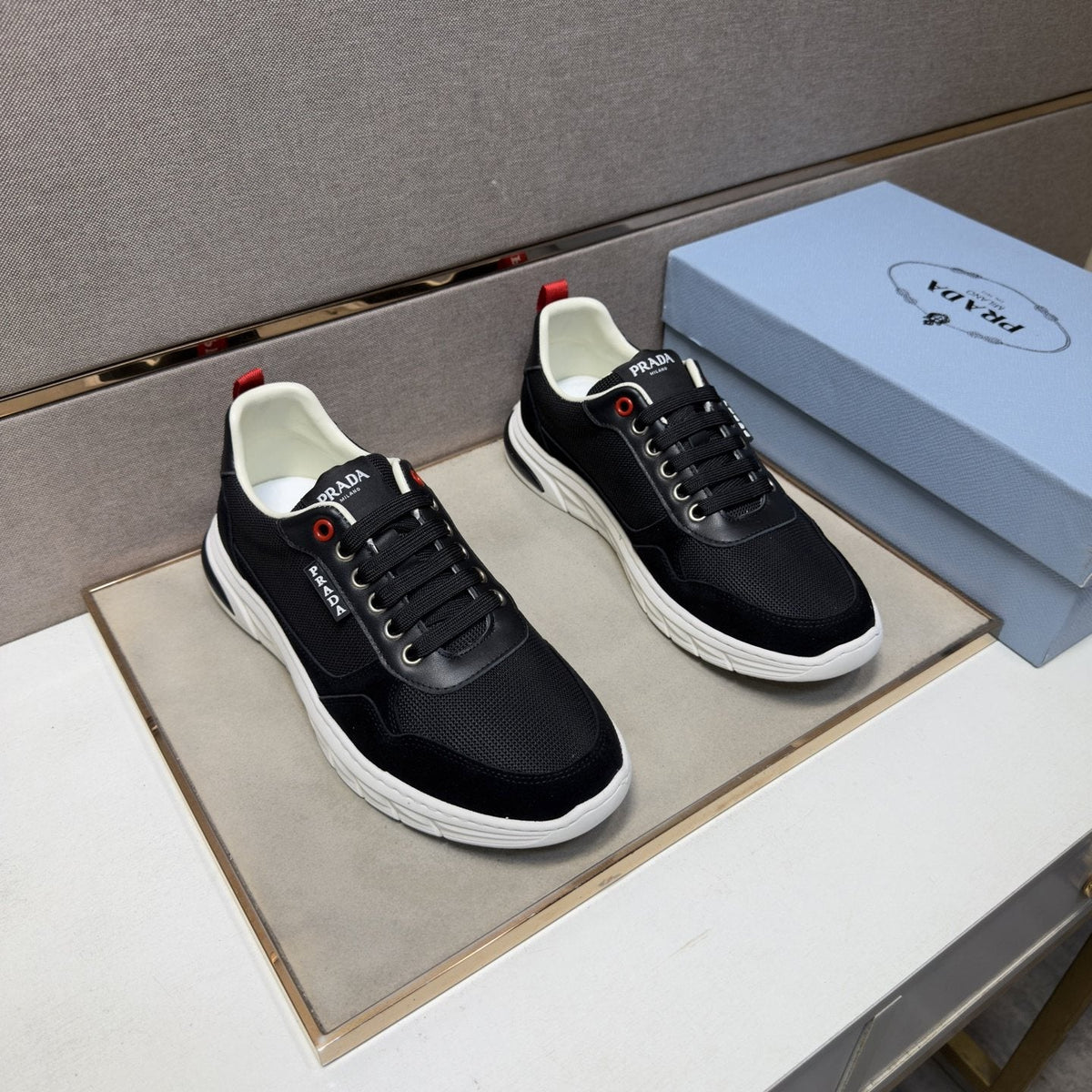 Prada Men's Paneled Low-Top Sneakers — front