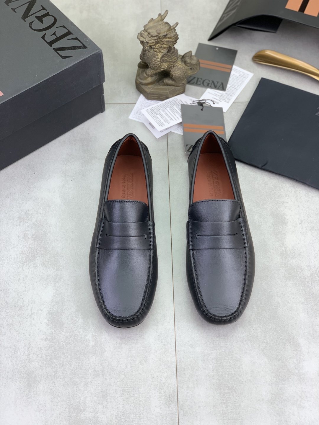 Zegna Men's Moc-Toe Driving Loafers — front