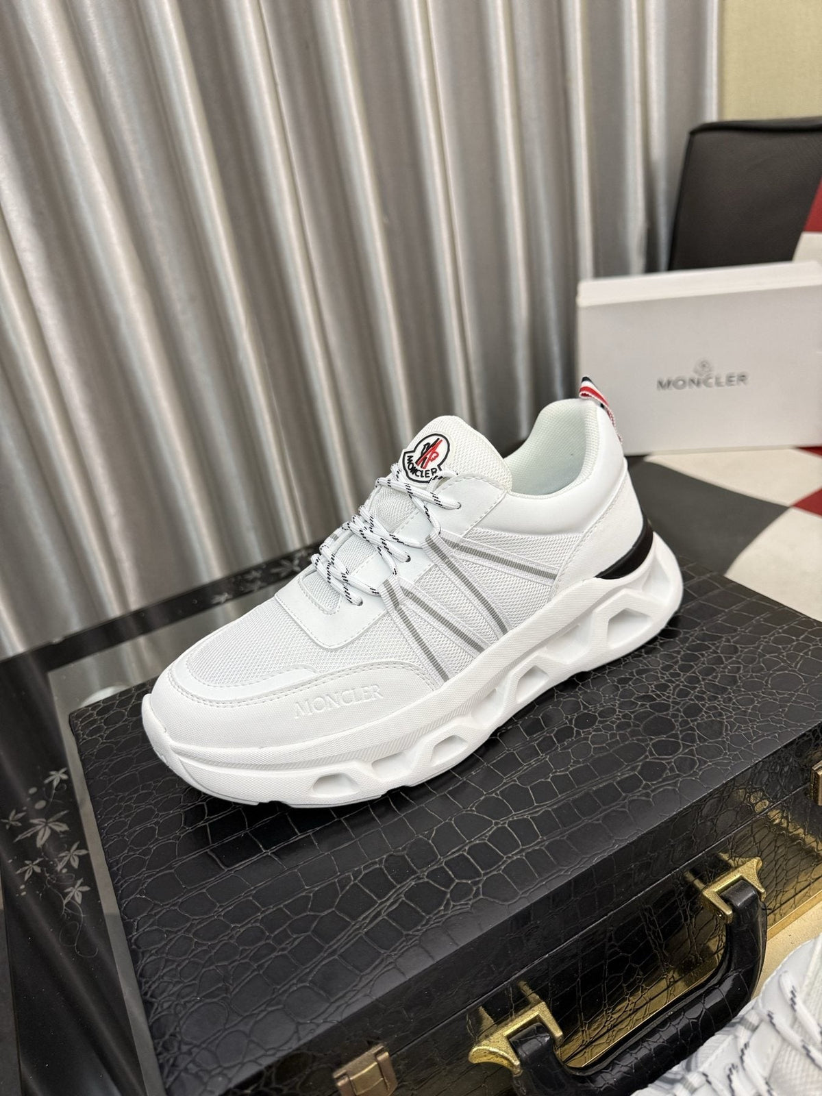 Moncler Sculpted-Sole Lace-Up Sneakers — front