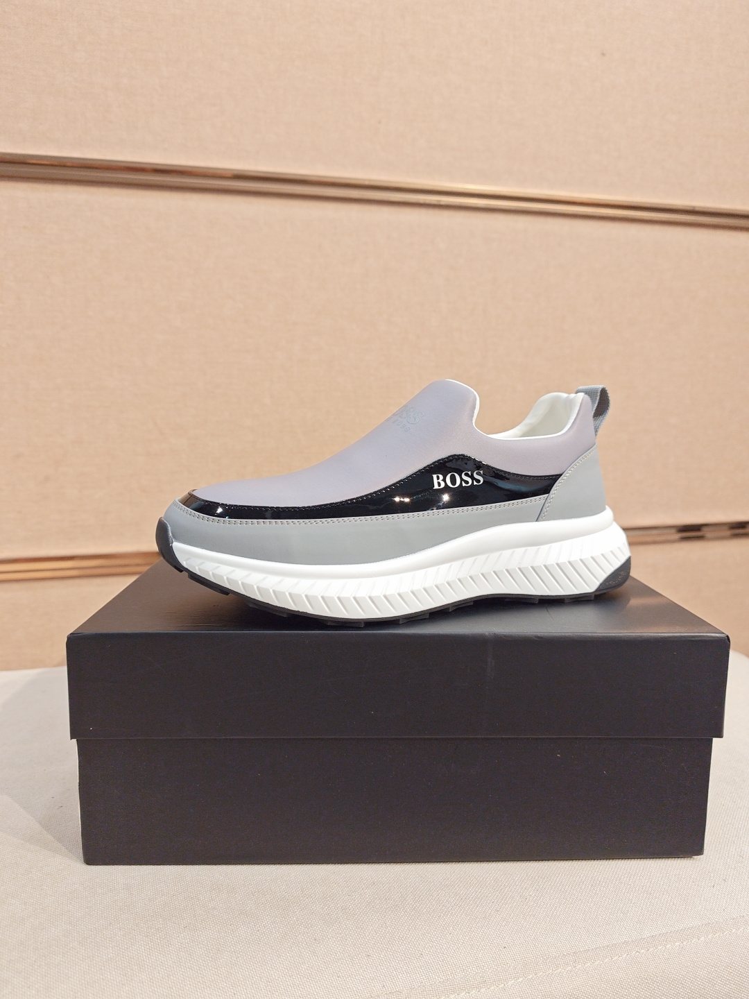 BOSS Contrast-Panel Slip-On Sneakers — front