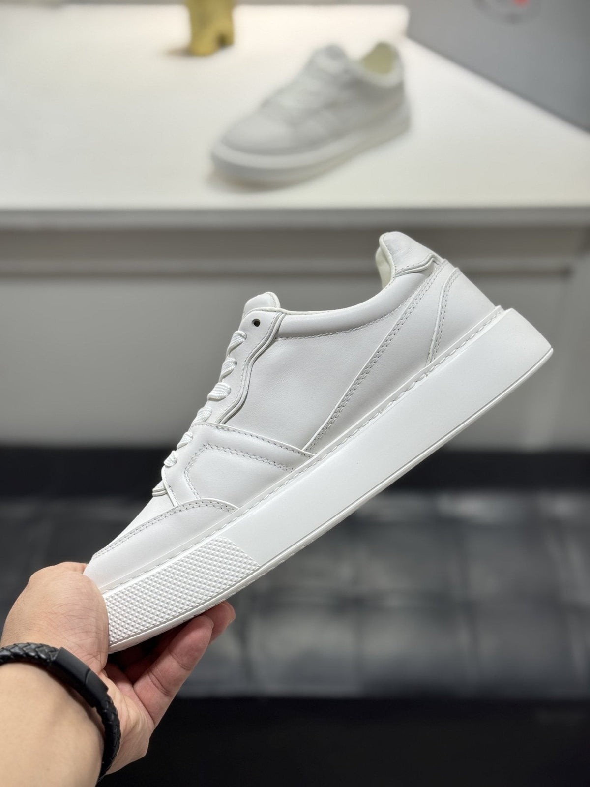 Prada Men's Paneled Lace-Up Sneakers — model